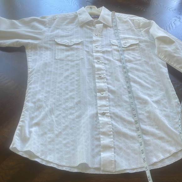 Panhandle Slim Pearl Snap Long Sleeve White With Silver Threading Size 16-35 - Picture 12 of 13